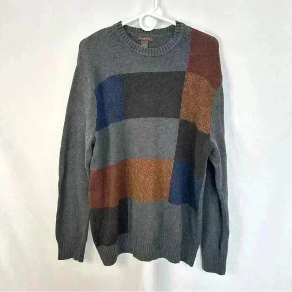 Dockers Sweater‎ Pullover Crewneck Geometric Pattern Mens Size Large Gray